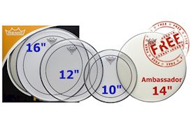 REMO - PP-1870-PS PINSTRIPE CLEAR 10", 12", 16" + 14" AMBASSADOR