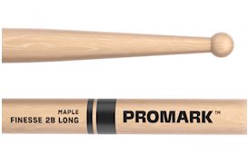 PROMARK - RBM625LRW FINESSE 2B LONG MAPLE DRUMSTICK, SMALL ROUND TIP