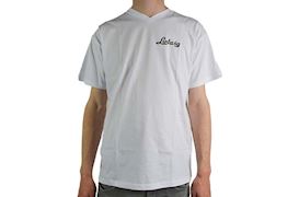 LUDWIG - LUDWIG T-SHIRT WHITE V-NECK/SRIPT LOGO EXTRA LARGE